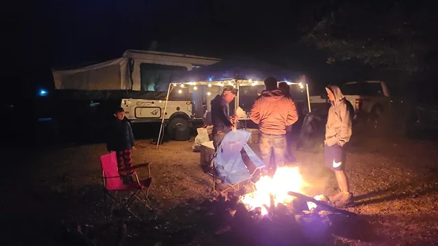 Camping tents and fire at 281 Country Club ATV park overnight