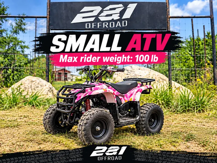 Graphic of the Small ATV: max rider weight 100 lb